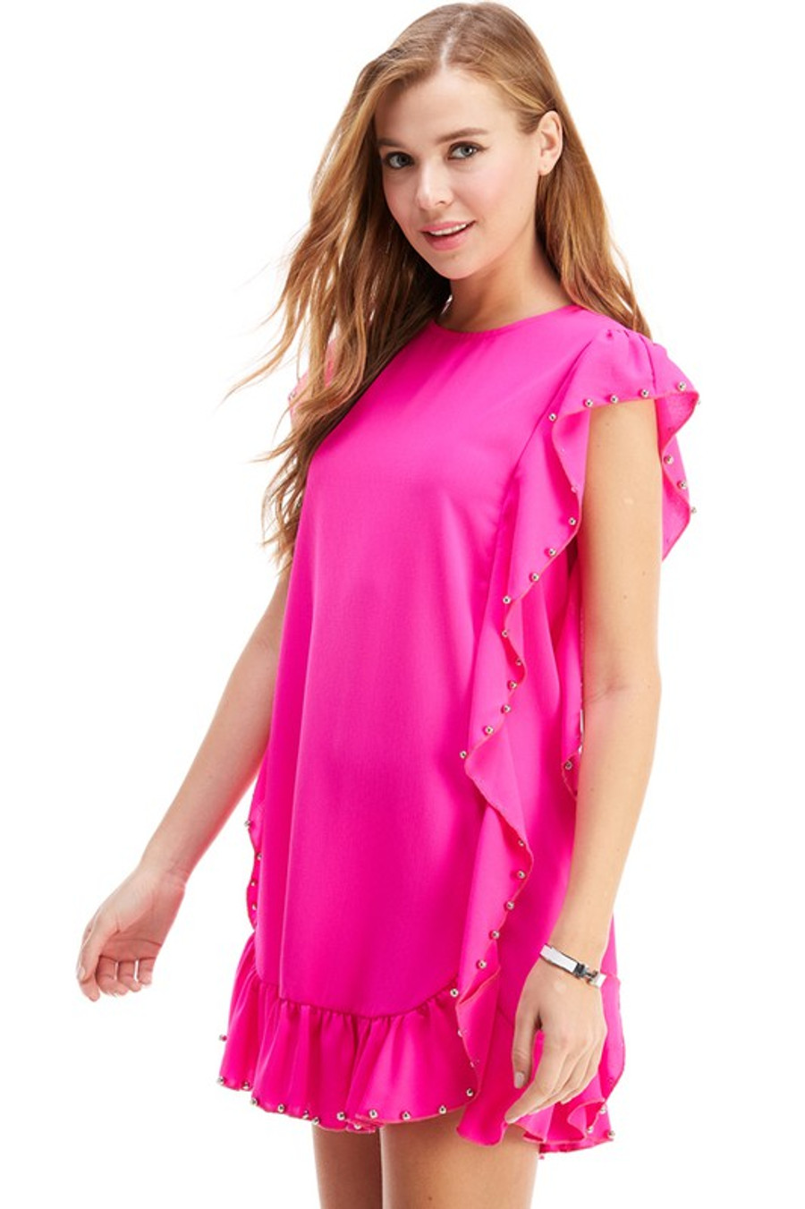 Hot Pink Ruffle Dress | Boutique Dress ...